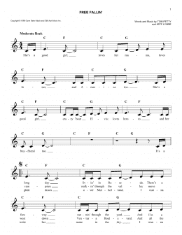 page one of Free Fallin' (Easy Lead Sheet / Fake Book)