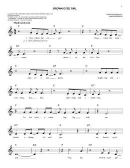 page one of Brown Eyed Girl (Easy Lead Sheet / Fake Book)