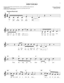 page one of Born To Be Wild (Easy Lead Sheet / Fake Book)