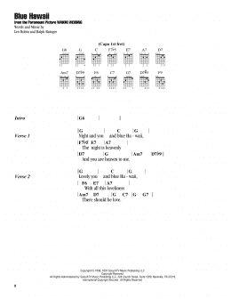 page one of Blue Hawaii (Guitar Chords/Lyrics)