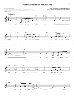 page one of I Don't Want To Set The World On Fire (Easy Lead Sheet / Fake Book)