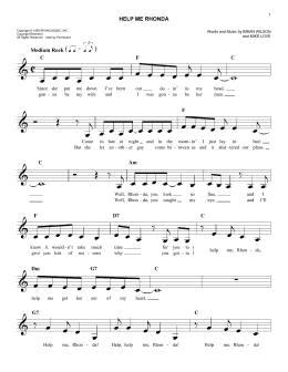 page one of Help Me Rhonda (Easy Lead Sheet / Fake Book)