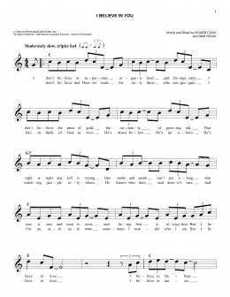 page one of I Believe In You (Easy Lead Sheet / Fake Book)