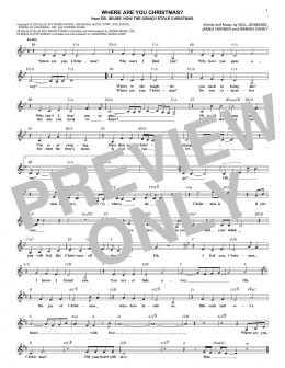 page one of Where Are You Christmas? (from How The Grinch Stole Christmas) (Lead Sheet / Fake Book)