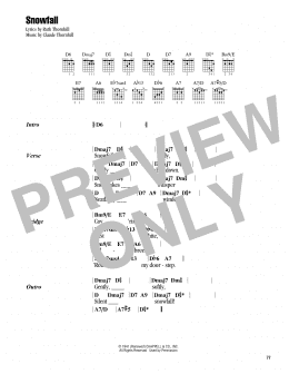 page one of Snowfall (Guitar Chords/Lyrics)