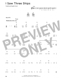 page one of I Saw Three Ships (Guitar Cheat Sheet)