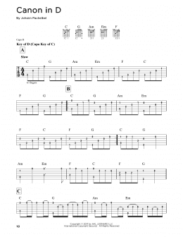 page one of Canon In D (Guitar Cheat Sheet)