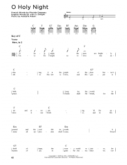 page one of O Holy Night (Guitar Cheat Sheet)