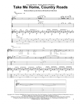 page one of Take Me Home, Country Roads (Guitar Tab)