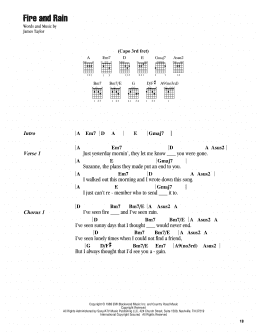 page one of Fire And Rain (Guitar Chords/Lyrics)