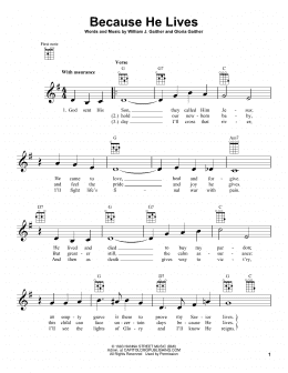 page one of Because He Lives (Ukulele)