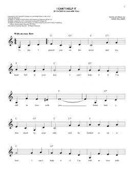 page one of I Can't Help It (If I'm Still In Love With You) (Easy Lead Sheet / Fake Book)