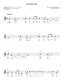 page one of The Green Door (Easy Lead Sheet / Fake Book)