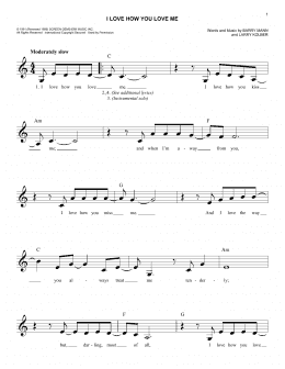 page one of I Love How You Love Me (Easy Lead Sheet / Fake Book)