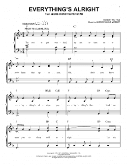 page one of Everything's Alright (from Jesus Christ Superstar) (Easy Piano)