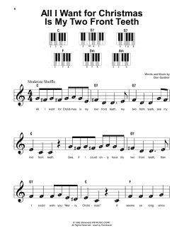 page one of All I Want For Christmas Is My Two Front Teeth (Super Easy Piano)