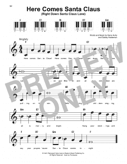 page one of Here Comes Santa Claus (Right Down Santa Claus Lane) (Super Easy Piano)