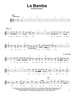 page one of La Bamba (Pro Vocal)