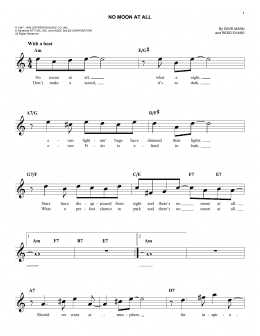 page one of No Moon At All (Easy Lead Sheet / Fake Book)