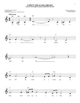 page one of A Pretty Girl Is Like A Melody (Easy Lead Sheet / Fake Book)