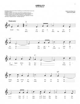 page one of Jambalaya (On The Bayou) (Easy Lead Sheet / Fake Book)