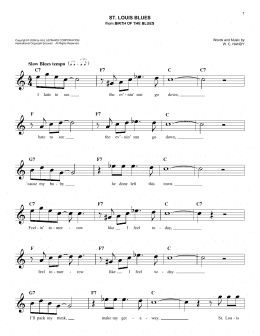 page one of St. Louis Blues (Easy Lead Sheet / Fake Book)