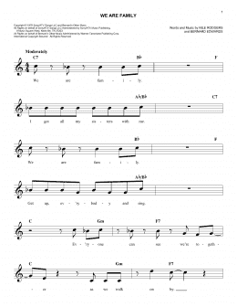 page one of We Are Family (Easy Lead Sheet / Fake Book)