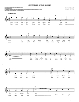 page one of Heartaches By The Number (Easy Lead Sheet / Fake Book)