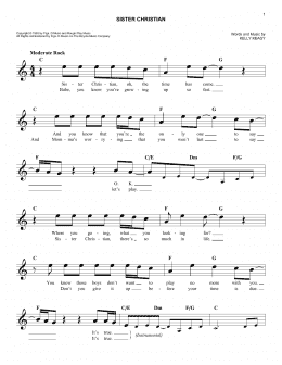 page one of Sister Christian (Easy Lead Sheet / Fake Book)