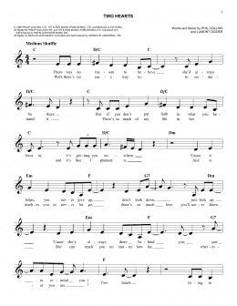 page one of Two Hearts (Easy Lead Sheet / Fake Book)