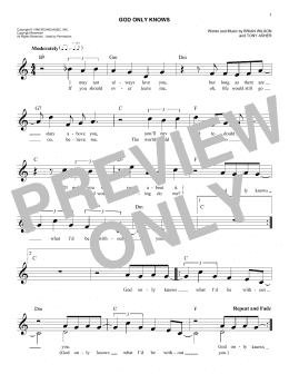 page one of God Only Knows (Easy Lead Sheet / Fake Book)