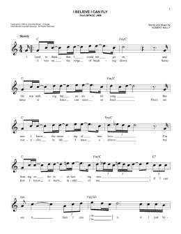 page one of I Believe I Can Fly (Easy Lead Sheet / Fake Book)