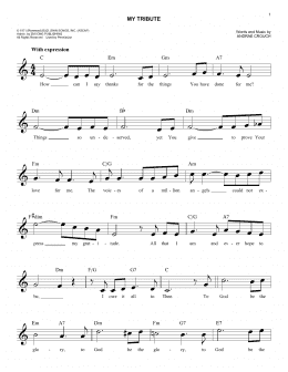 page one of My Tribute (Easy Lead Sheet / Fake Book)