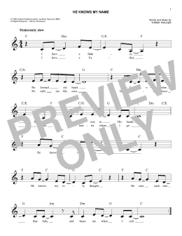 page one of He Knows My Name (Easy Lead Sheet / Fake Book)