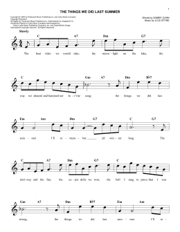 page one of The Things We Did Last Summer (Easy Lead Sheet / Fake Book)