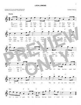 page one of Loch Lomond (Easy Lead Sheet / Fake Book)