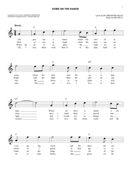 page one of Home On The Range (Easy Lead Sheet / Fake Book)