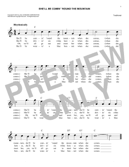 page one of She'll Be Comin' 'Round The Mountain (Easy Lead Sheet / Fake Book)