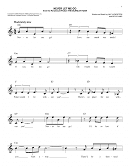 page one of Never Let Me Go (Easy Lead Sheet / Fake Book)