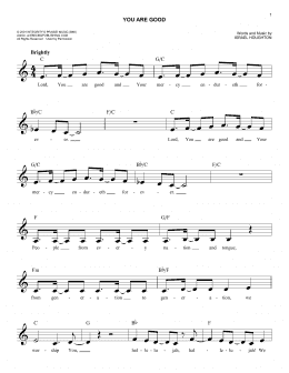 page one of You Are Good (Easy Lead Sheet / Fake Book)