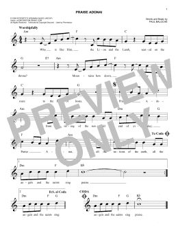 page one of Praise Adonai (Easy Lead Sheet / Fake Book)