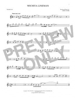 page one of Wichita Lineman (Tenor Sax Solo)