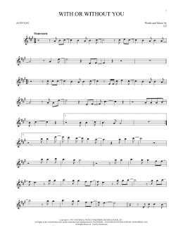 page one of With Or Without You (Alto Sax Solo)