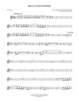 page one of Silly Love Songs (Alto Sax Solo)