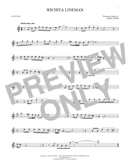 page one of Wichita Lineman (Alto Sax Solo)