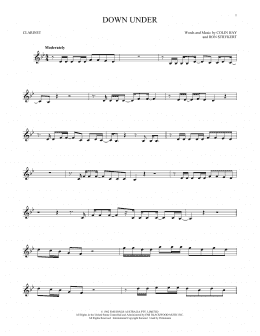 page one of Down Under (Clarinet Solo)