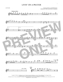 page one of Livin' On A Prayer (Alto Sax Solo)