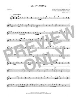 page one of Mony, Mony (Alto Sax Solo)