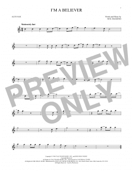 page one of I'm A Believer (Alto Sax Solo)