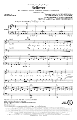 page one of Believer (arr. Mark Brymer) (3-Part Mixed Choir)